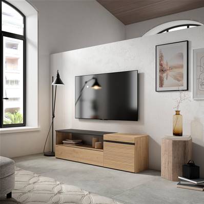 Mueble TV | Televisión, 150x45x35cm, Roble