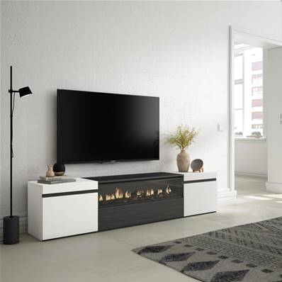 Mueble TV, Televisión, Blanco y negro , Chimenea eléctrica