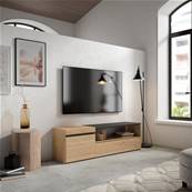 Mueble TV, Televisión, 150x45x35cm, Roble y negro