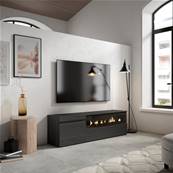 Mueble TV, Televisión, Negro, Chimenea eléctrica