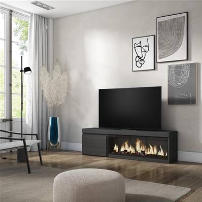 Mueble TV, Televisión, Negro, Chimenea eléctrica XXL