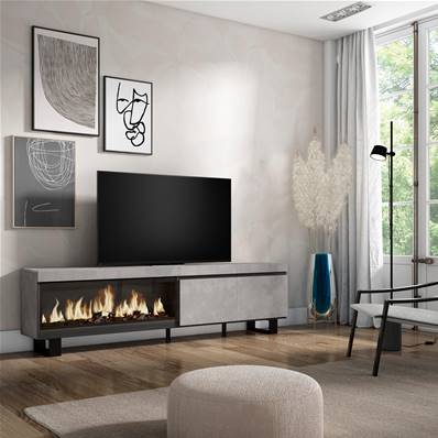 Mueble TV, Televisión, Chimenea eléctrica XXL, Diseño industrial