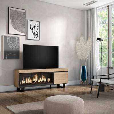 Mueble TV, Televisión, Chimenea eléctrica XXL, Diseño industrial