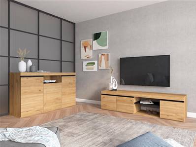 Set Naturale buffet-mueble tv 160cm roble negro