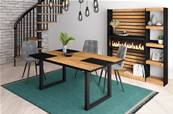 Mesa de Comedor, 170, Roble y Negro, Estilo Industrial