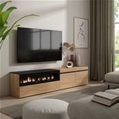 Mueble TV, Televisión, Roble y negro, Chimenea eléctrica