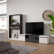 Muebles de Salón para TV, Blanco y negro , Chimenea eléctrica