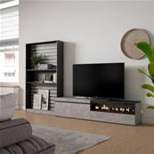 Muebles de Salón para TV, Cemento, Chimenea eléctrica