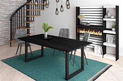 Mesa de Comedor, 200, Negro, Estilo Industrial