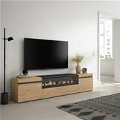 Mueble TV, Televisión, Roble y negro, Chimenea eléctrica