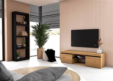 Set NATURALE Mueble TV y Biblioteca TOTEM