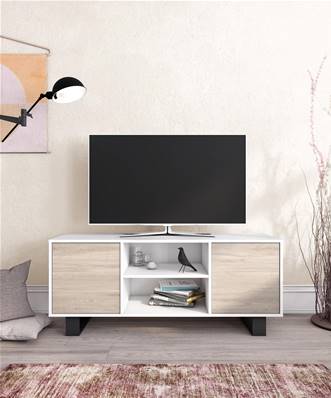 Mueble TV 140 WIND, Blanco y Roble.