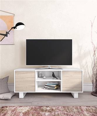 Mueble TV 140 WIND, Blanco y Roble.