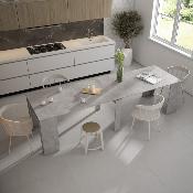 Mesa extensible de 58x90x77cm hasta 302 cm, Gris Cemento