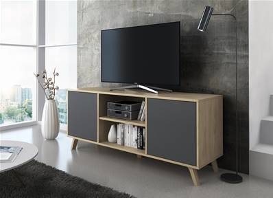 Mueble TV 140 WIND, Roble y Gris Antracita.