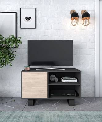 Mueble TV 100 WIND, Gris Antracita y Roble