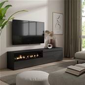 Mueble TV, Televisión, Negro, Chimenea eléctrica