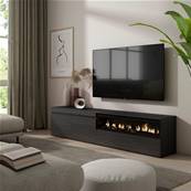 Mueble TV, Televisión, Negro, Chimenea eléctrica