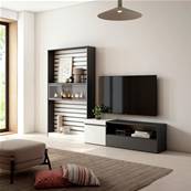 Muebles de Salón para TV, Blanco y negro , Chimenea eléctrica