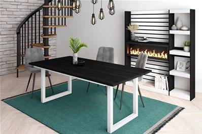 Mesa de Comedor, 200, Negro, Estilo Industrial