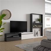 Muebles de Salón para TV, Blanco y negro , Chimenea eléctrica