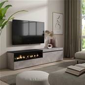 Mueble TV, Televisión, Cemento, Chimenea eléctrica