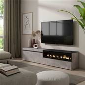 Mueble TV, Televisión, Cemento, Chimenea eléctrica