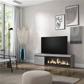 Mueble TV, Televisión, Cemento, Chimenea eléctrica XXL