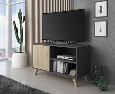 Mueble TV 100 WIND, Gris Antracita y Roble