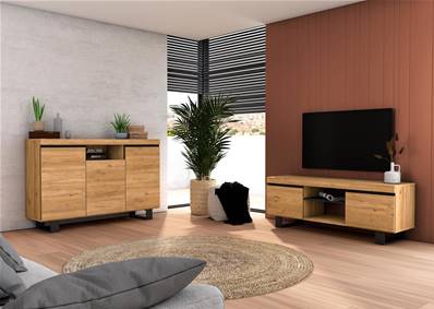 Set Naturale con patas buffet-mueble tv 140cm roble negro