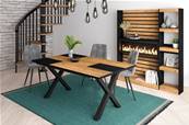 Mesa de Comedor, 170, Roble y Negro, Estilo Industrial