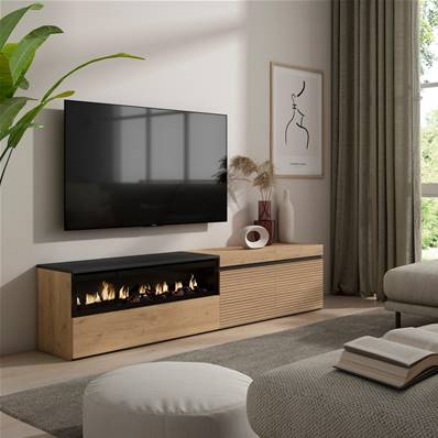 Mueble TV | Televisión, Roble, Chimenea eléctrica