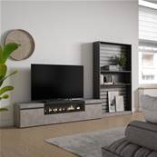 Muebles de Salón para TV, Cemento, Chimenea eléctrica