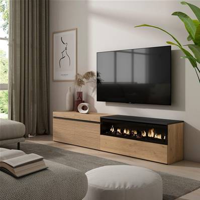 Mueble TV | Televisión, Roble, Chimenea eléctrica