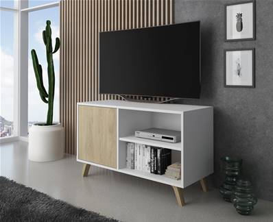 Mueble TV 100 WIND, Blanco y Roble