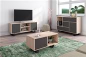 Set Wind Buffet-Mueble tv140-Mesa Baja Roble y Gris,Pata Negra