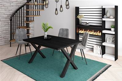 Mesa de Comedor, 140, Negro, Estilo Industrial