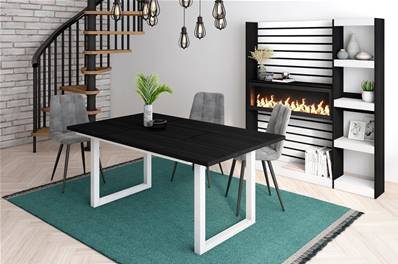 Mesa de Comedor, 170, Negro, Estilo Industrial