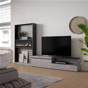 Muebles de Salón para TV, Cemento, Chimenea eléctrica