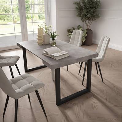 Mesa Consola extensible, Cemento, Patas madera maciza