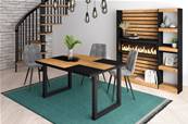 Mesa de Comedor, 140, Roble y Negro, Estilo Industrial