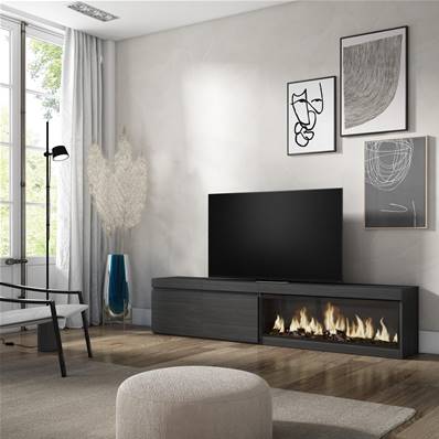 Mueble TV, Televisión, Negro, Chimenea eléctrica XXL