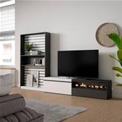 Muebles de Salón para TV, Blanco y negro , Chimenea eléctrica