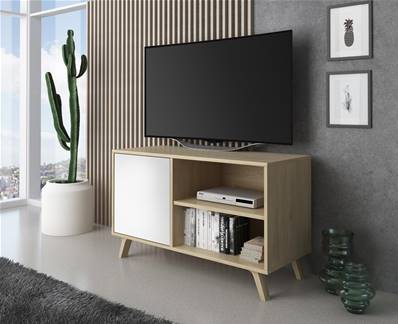 Mueble TV 100 WIND, Roble y Blanco