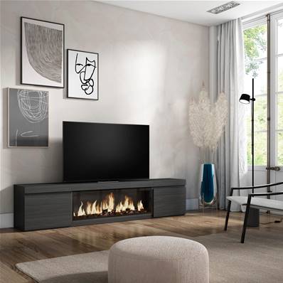 Mueble TV, Televisión, Negro, Chimenea eléctrica XXL