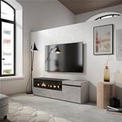 Mueble TV, Televisión, Cemento, Chimenea eléctrica