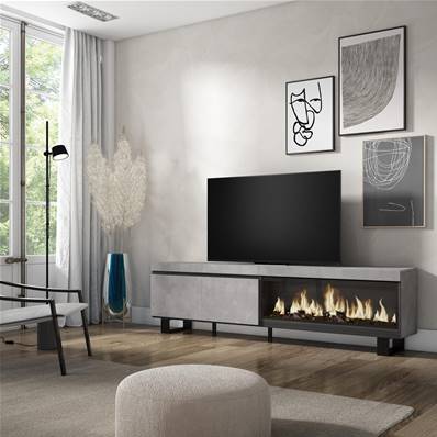 Mueble TV, Televisión, Chimenea eléctrica XXL, Diseño industrial