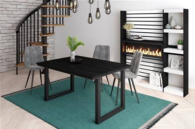 Mesa de Comedor, 140, Negro, Estilo Industrial