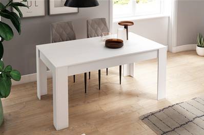 Mesa comedor 140cm extensible 200cm, Blanco mate