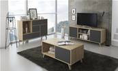 Set Wind Roble y Gris buffet-mueble tv-mesa centro